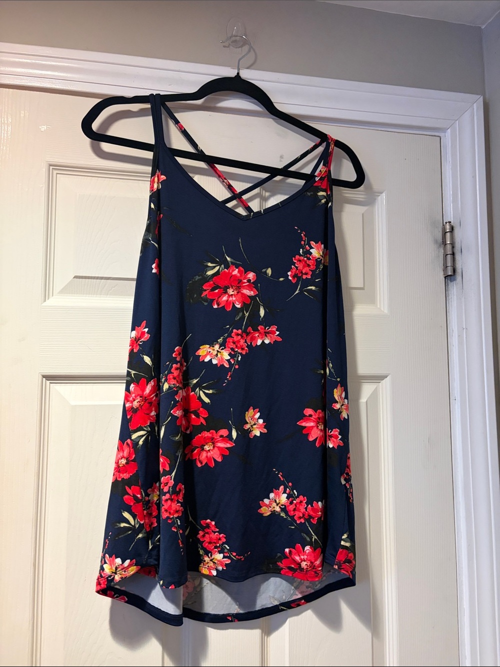 NWOT Papermoon  Strappy Swing Tank Navy with Red Floral Print 1X